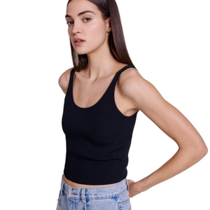 Maje crop ribbed knit tank top